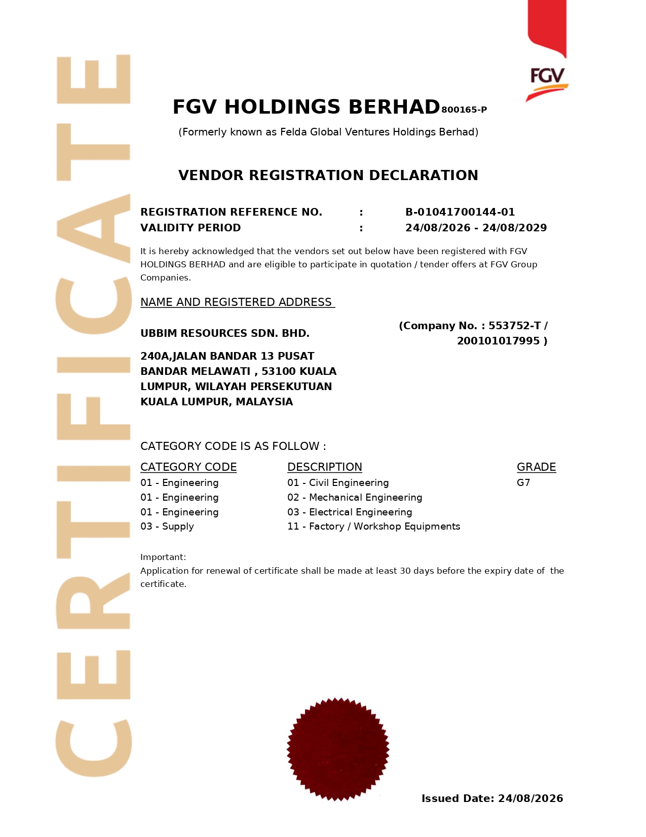 CERTIFICATE